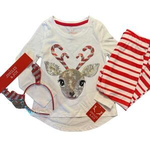 NWT Jingles & Joy Girls XS Size 4 X-small Christmas Reindeer Outfit Set 3 piece